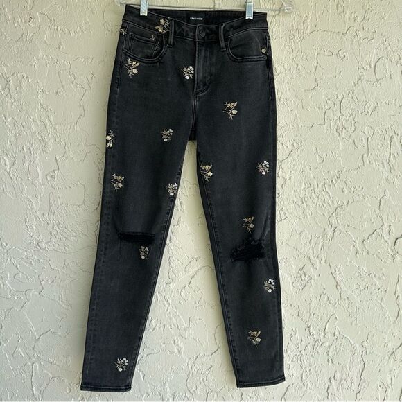 DRIFTWOOD Jeans Women’s Size 24‎ Boyfriend Embroidered Floral Boho Distressed - Picture 2 of 10